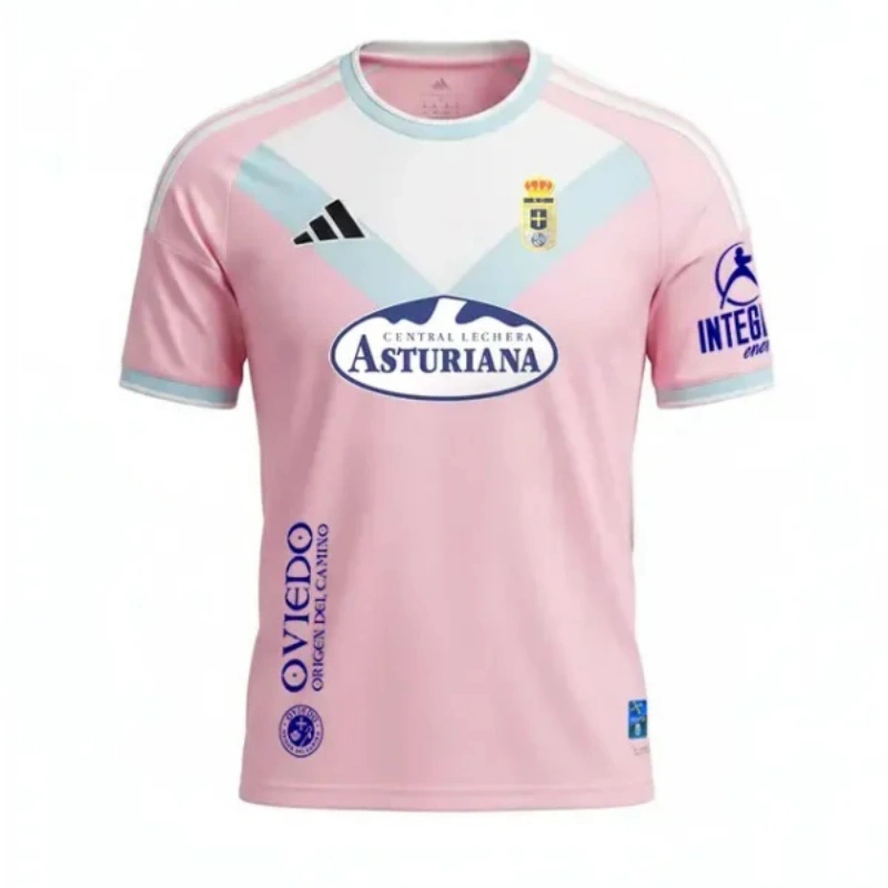 Camiseta Real Oviedo Away Equipación 2026/2027 Rosa con Parche La Liga