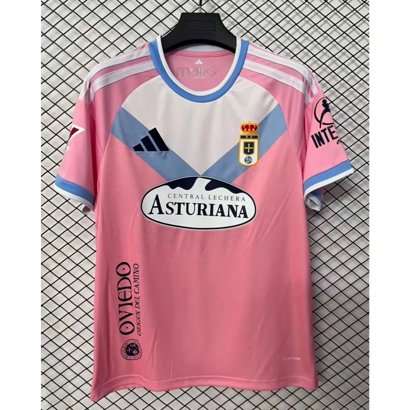 Camiseta Real Oviedo Away Equipación 2026/2027 Rosa con Parche La Liga
