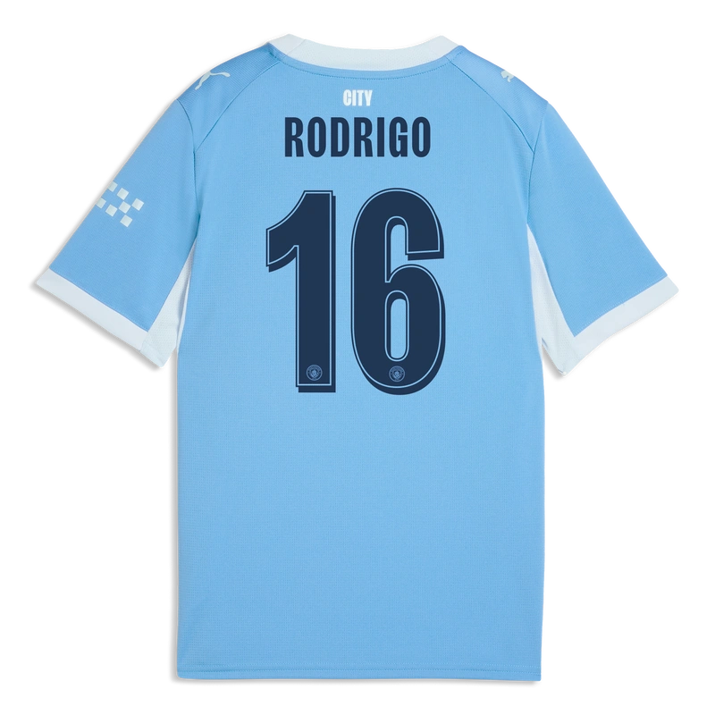 Camiseta RODRIGO 16 Manchester City Home Equipación 2026/2027 Azul/Blanco UCL