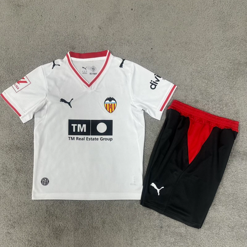 Camiseta Valencia Home Equipación 2026/2027 Blanco Niño Kit con Parche La Liga