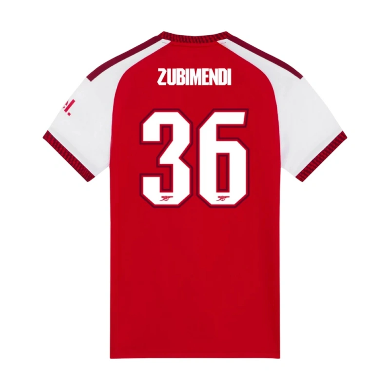 Camiseta ZUBIMENDI 36 Arsenal Home Equipación 2026/2027 Rojo/Blanco Premier League
