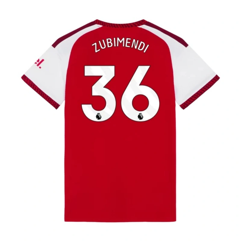 Camiseta ZUBIMENDI 36 Arsenal Home Equipación 2026/2027 Rojo/Blanco UCL