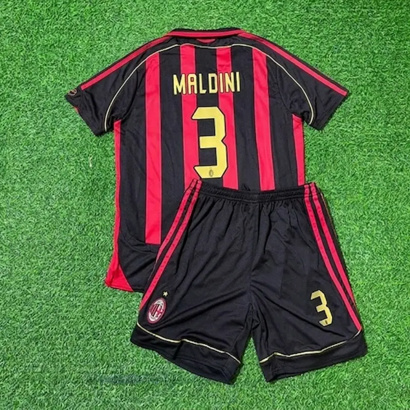 Camiseta MALDINI 3 AC Milan 2006/07 Home Retro Niño Kit Rojo/Negro