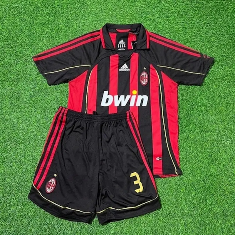 Camiseta MALDINI 3 AC Milan 2006/07 Home Retro Niño Kit Rojo/Negro