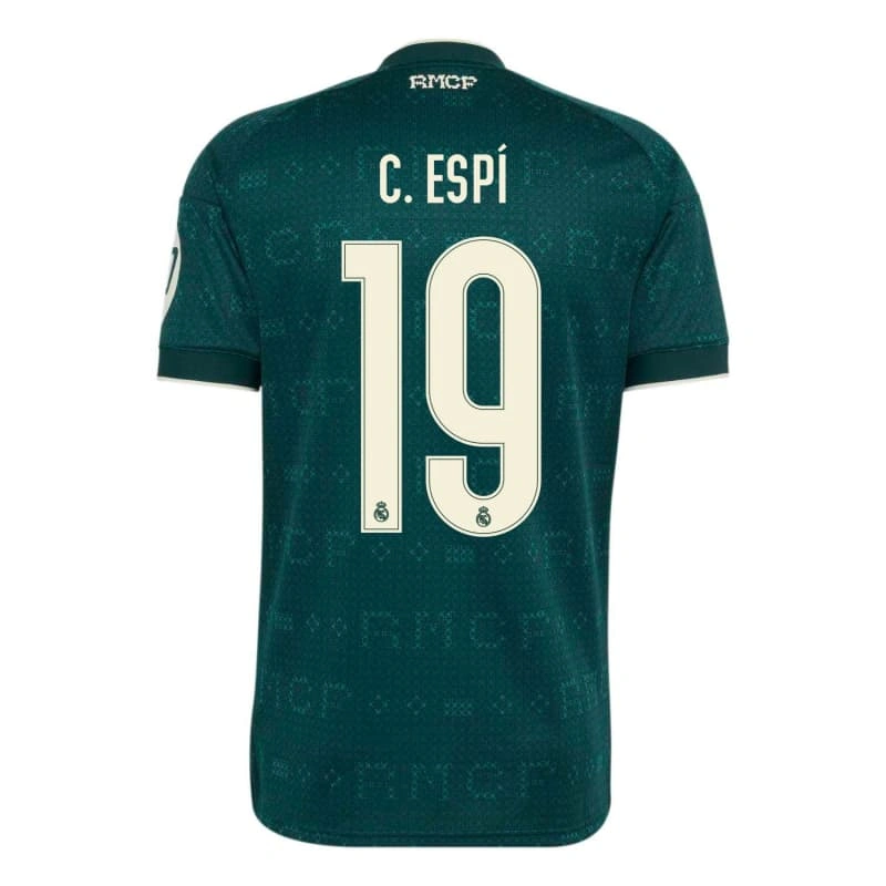 Camiseta C. ESPÍ 19 Real Madrid Away 2026/2027 Verde Oscuro con Parche HP