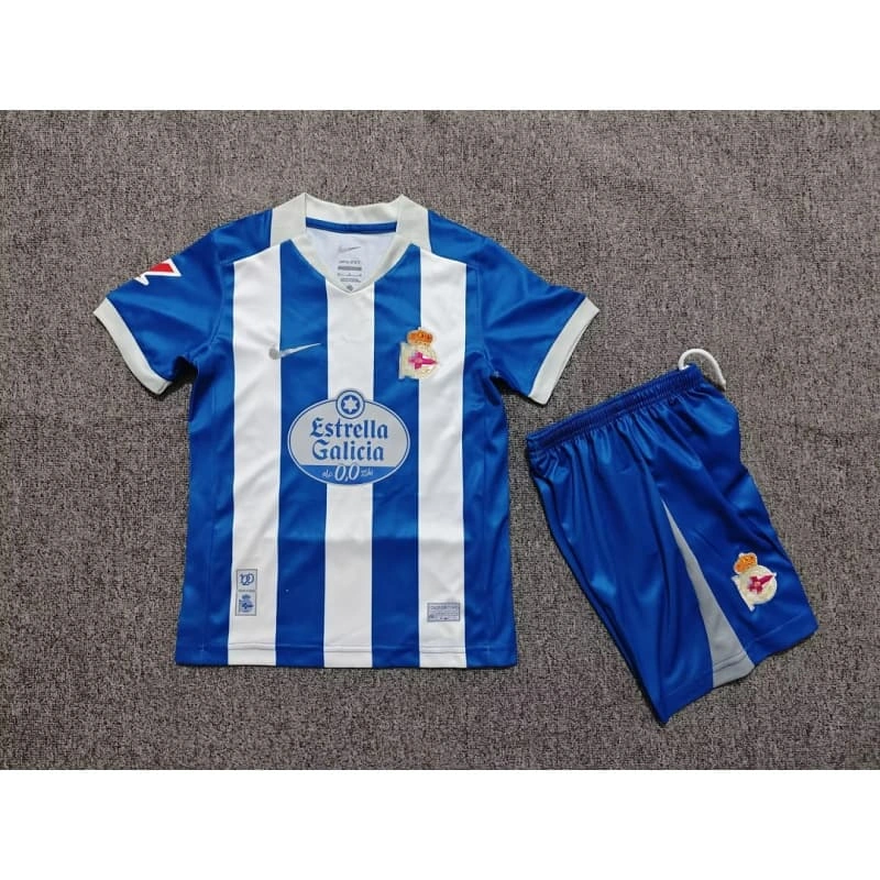 Camiseta Deportivo de La Coruña Home 2026/2027 Azul/Blanco Niño Kit con Parche La Liga