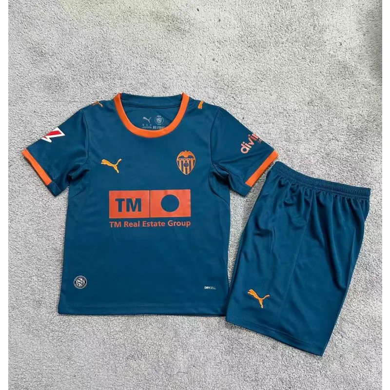 Camiseta Valencia Away 2026/2027 Azul Niño Kit con Parche La Liga