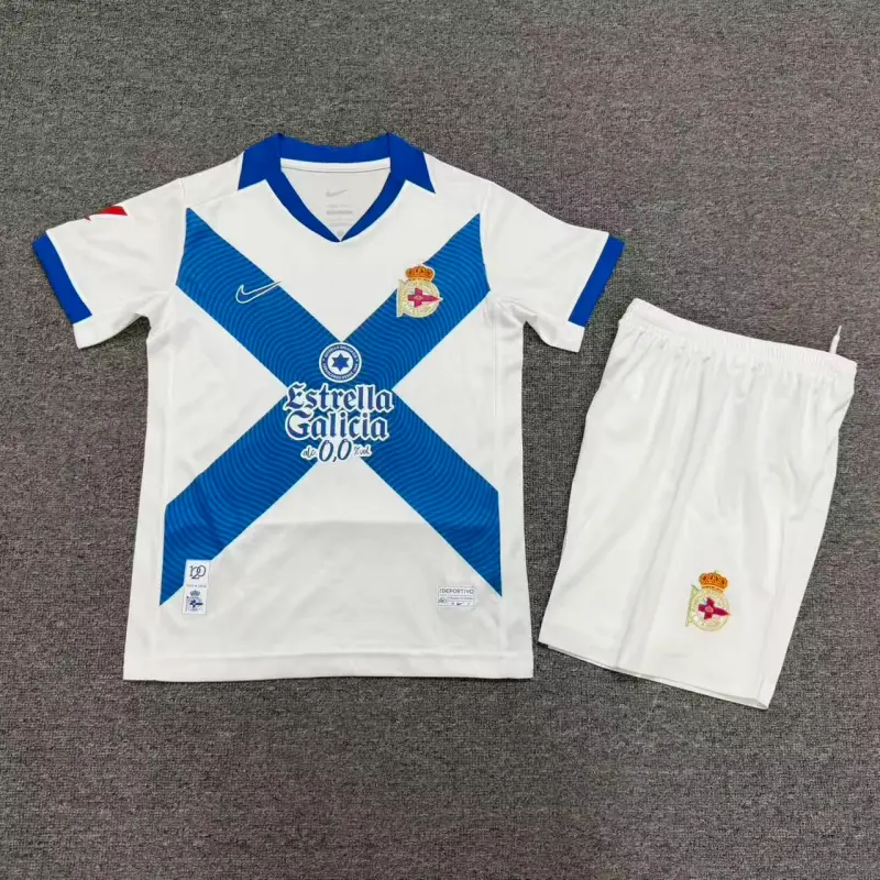 Camiseta Deportivo De La Coruna Third 2026/2027 Blanco/Azul Niño Kit con Parche La Liga