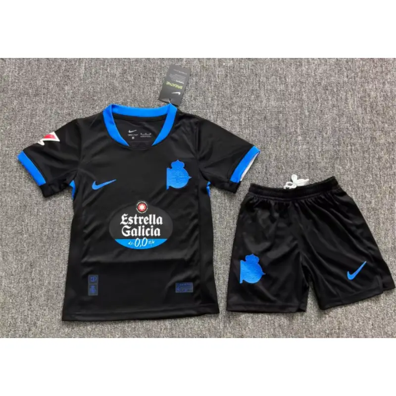 Camiseta Deportivo de La Coruña Away 2026/2027 Negro Niño Kit con Parche La Liga