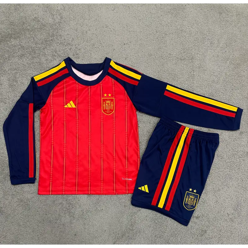 Camiseta España Home Mundial 2026 ML Rojo/Azul Niño Kit 2 Estrellas