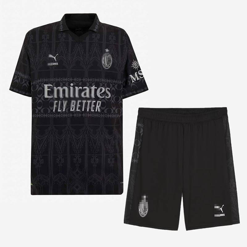Camiseta AC Milan 2023/2024 Negro 4th Niño Kit