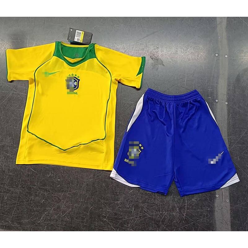 Camiseta Brasil Retro 2004 Home Niño Kit