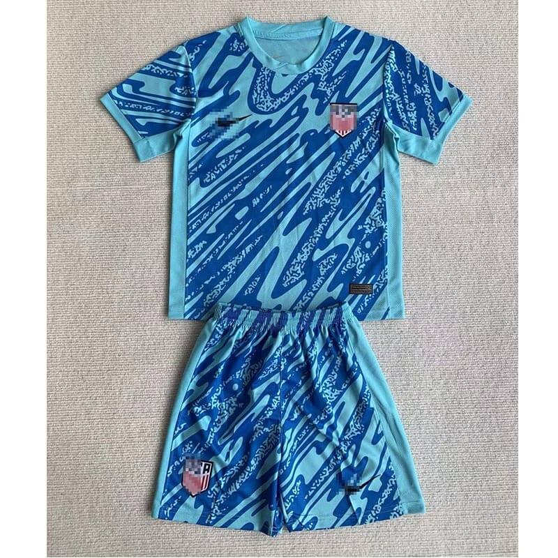 Camiseta De Portero EE.UU. Azul 2024 Niño Kit