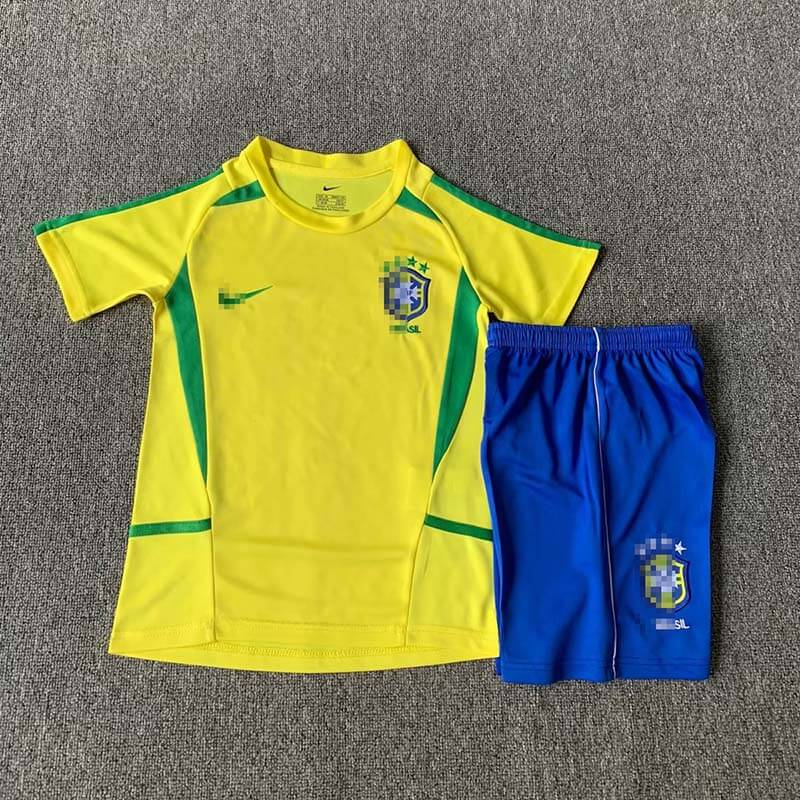 Camiseta Brasil Retro 2002 Home Niño Kit