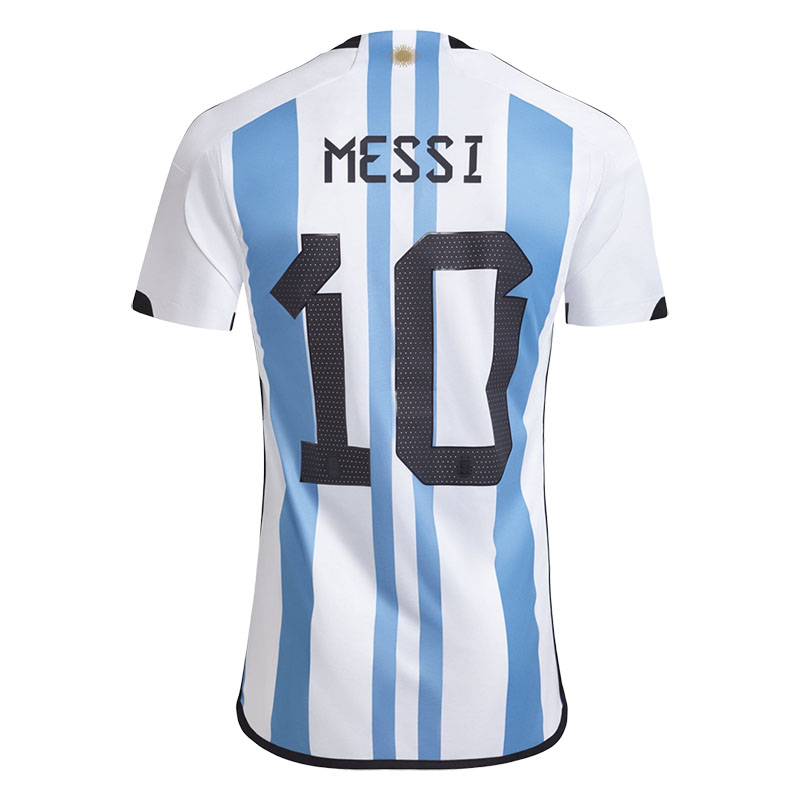 Camiseta Messi 10 Argentina Home 2022 Mundial 3 Estrellas