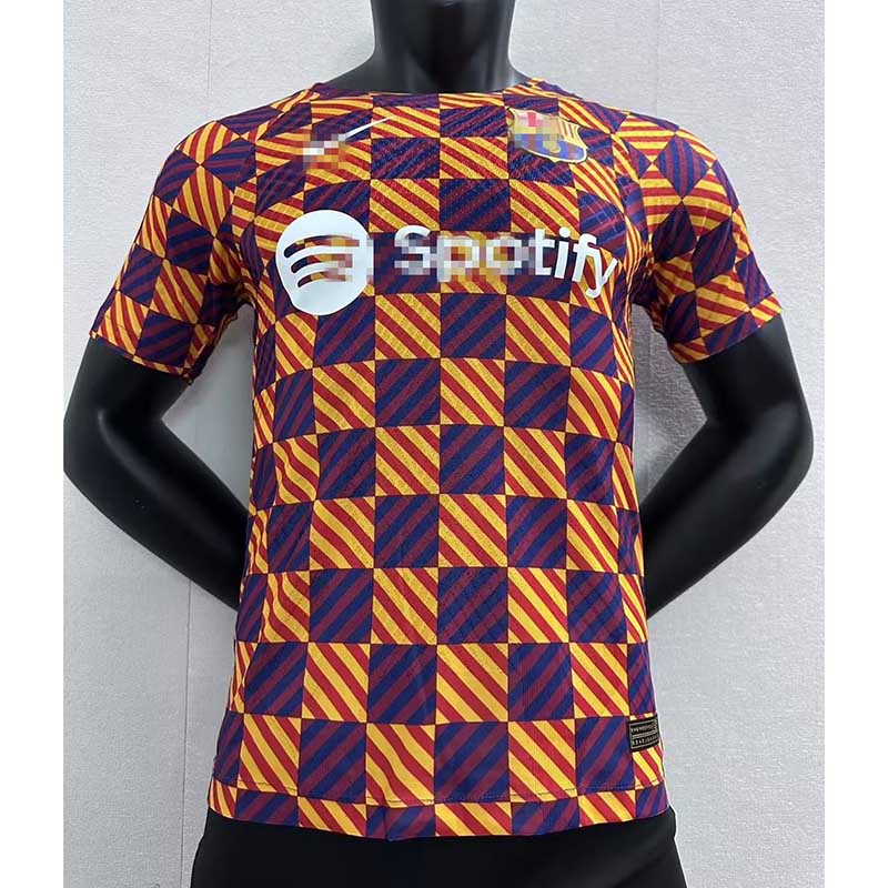 Camiseta Barcelona Pre-Match Amarillo/Rojo 2022/2023 (EDICIÓN JUGADOR)