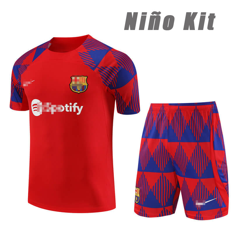 Camiseta de Entrenamiento Barcelona 2023/2024 Rojo/Azul Niño Kit
