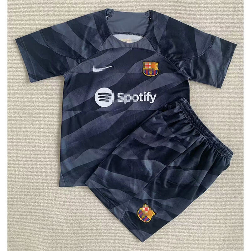 Camiseta de Portero Barcelona 2023/2024 Negro/Gris Niño Kit