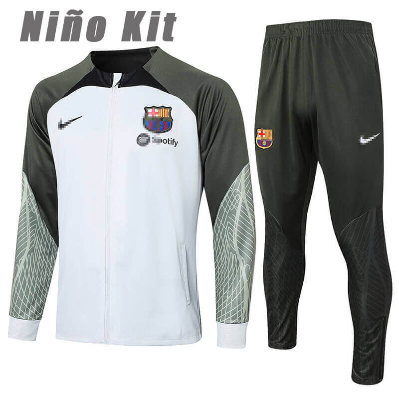 Chandal de Barcelona 2023/2024 Niño Gris Claro/Verde