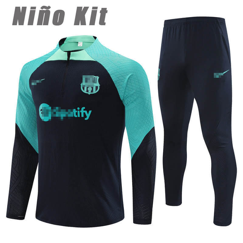 Sudadera Entrenamiento Barcelona 2023/2024 Niño Kit Azul Marino/Verde