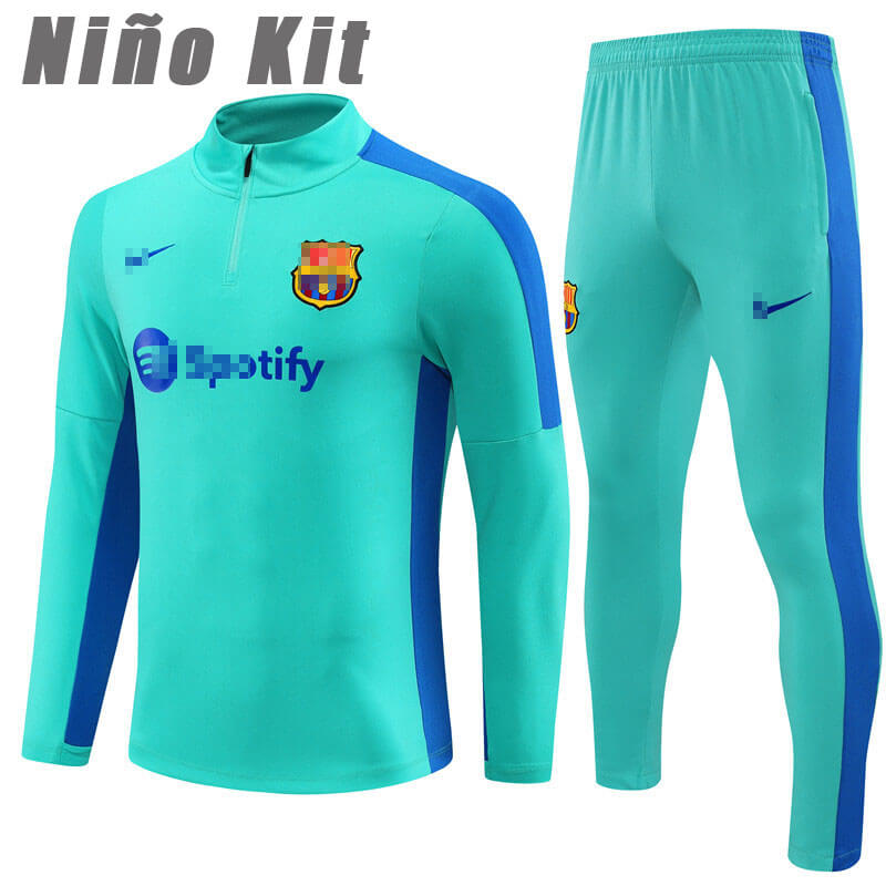 Sudadera Entrenamiento Barcelona 2023/2024 Niño Kit Turquesa