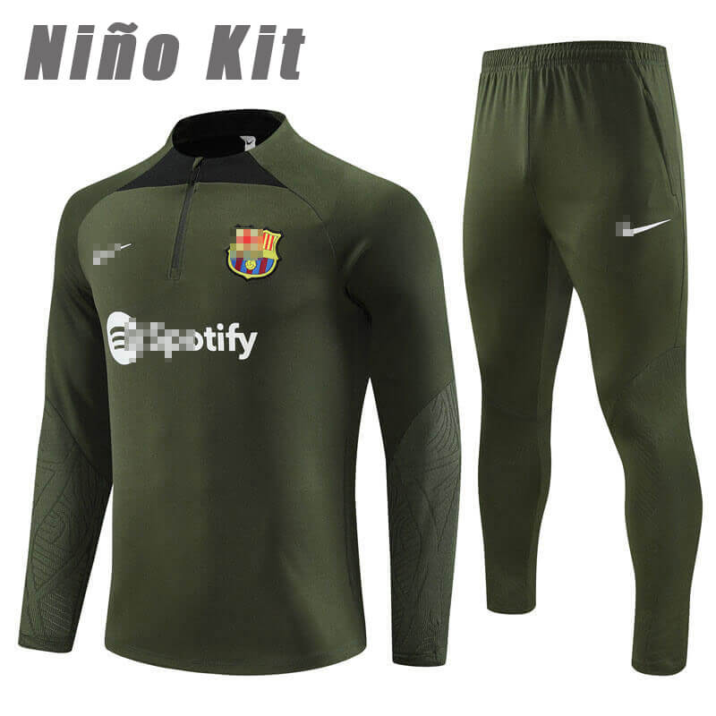 Sudadera Entrenamiento Barcelona 2023/2024 Niño Kit Verde Oscuro