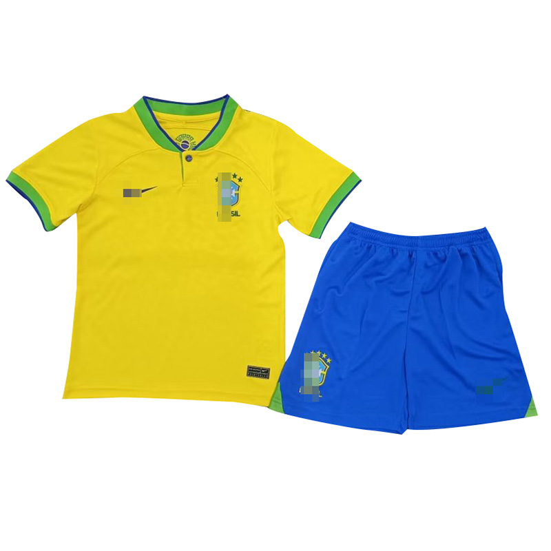 Camiseta Brasil 2022 Copa Mundial Home Niño Kit