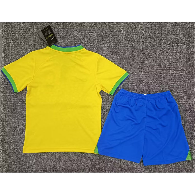 Camiseta Brasil 2022 Copa Mundial Home Niño Kit