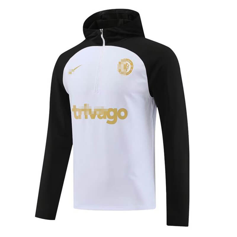 Sudadera Entrenamiento Chelsea 2023/2024 Con Capucha Blanco/Negro