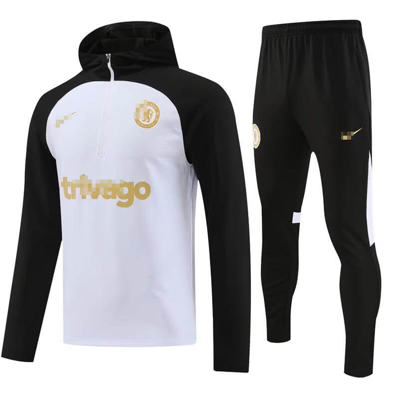 Sudadera Entrenamiento Chelsea 2023/2024 Con Capucha Kit Blanco/Negro