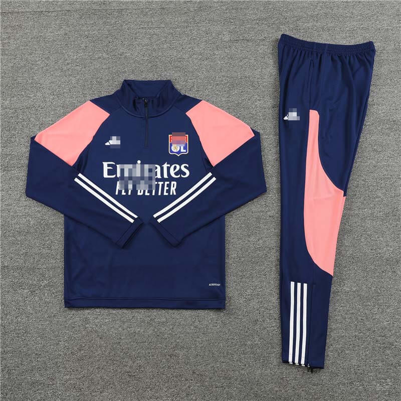 Sudadera Entrenamiento Olympique De Lyon 2023/2024 Azul Marino/Rosa