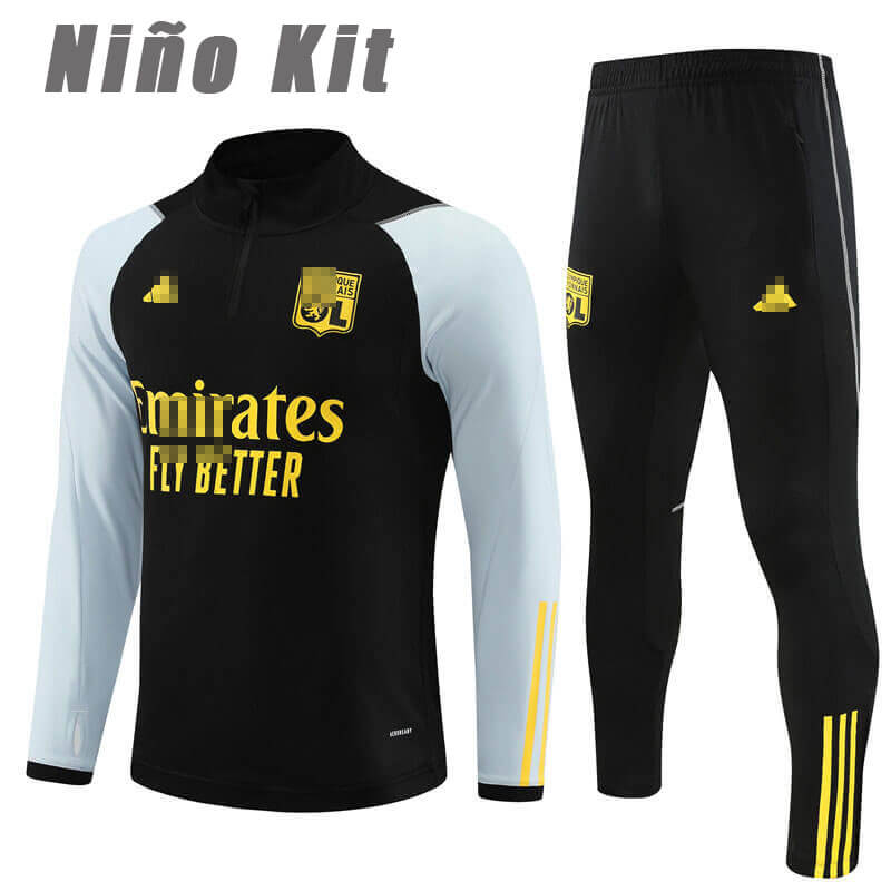 Sudadera Entrenamiento Olympique De Lyon 2023/2024 Niño Kit Negro