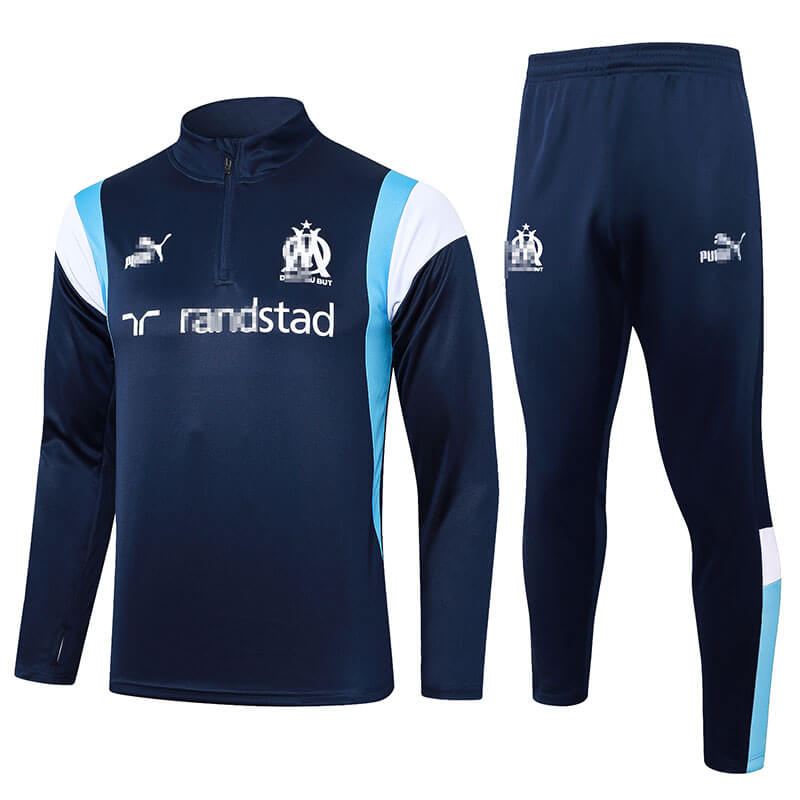 Sudadera Entrenamiento Olympique Marsella 2023/2024 Kit Azul Marino/Blanco