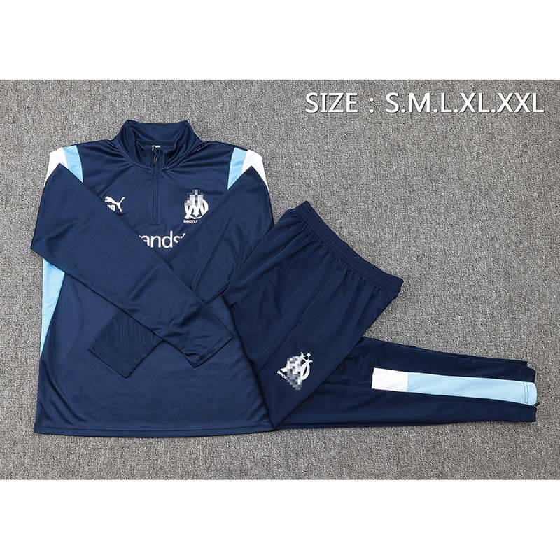 Sudadera Entrenamiento Olympique Marsella 2023/2024 Kit Azul Marino/Blanco