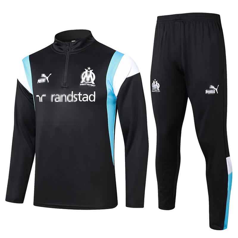 Sudadera Entrenamiento Olympique Marsella 2023/2024 Kit Negro/Azul/Blanco