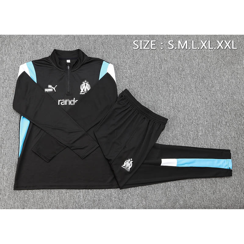 Sudadera Entrenamiento Olympique Marsella 2023/2024 Kit Negro/Azul/Blanco