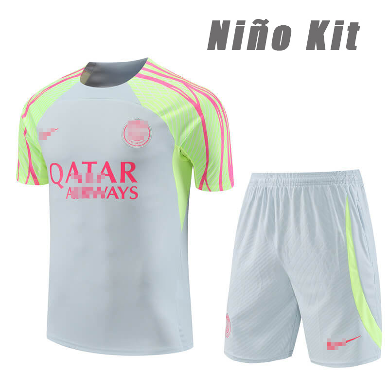 Camiseta de Entrenamiento de PSG 2023/2024 Niño Kit Gris Claro/Verde
