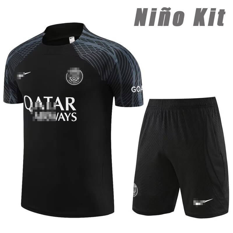 Camiseta de Entrenamiento de PSG 2023/2024 Niño Kit Negro Marca Blanco