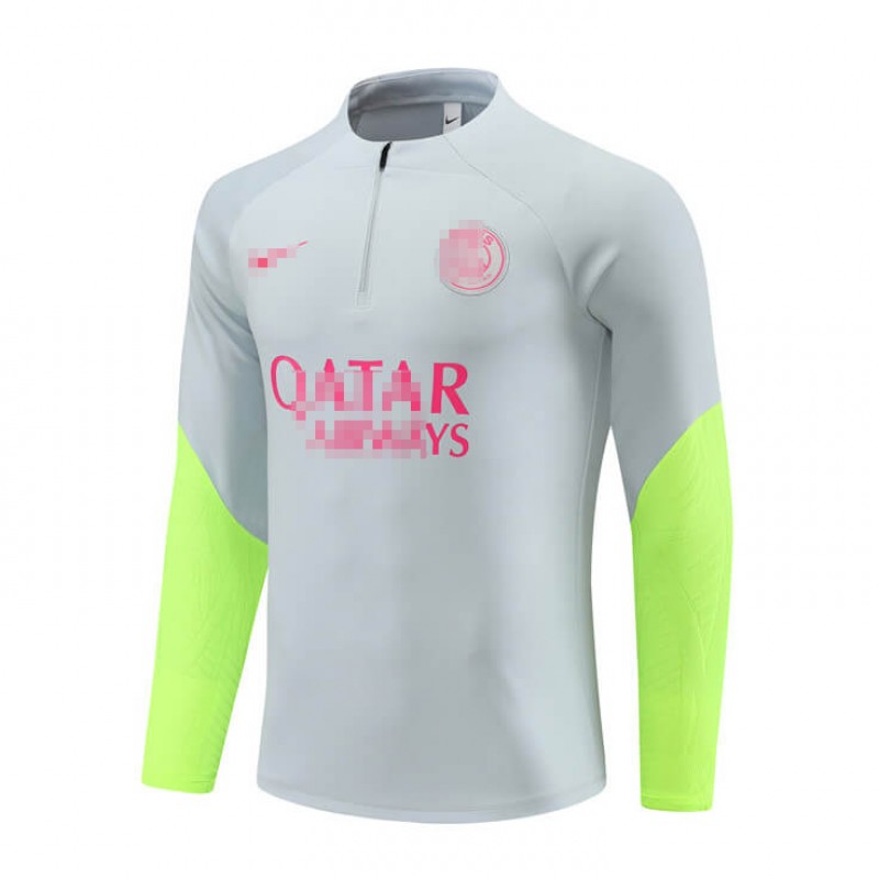 Sudadera de Entrenamiento PSG Gris/Verde Fluorescente 2023/2024 