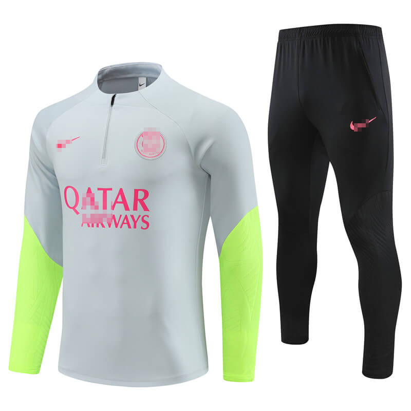 Sudadera de Entrenamiento PSG 2023/2024 Gris/Verde Fluorescente Kit