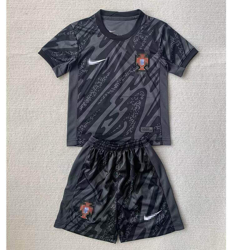 Camiseta De Portero Portugal Negro 2024 Niño Kit